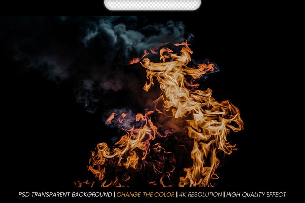 PSD smoke fire flames transparent background