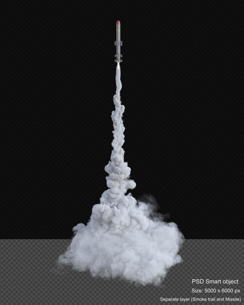 PSD smoke trails for missile 3d render