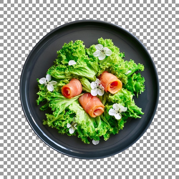 Smoked salmon salad isolated on transparent background