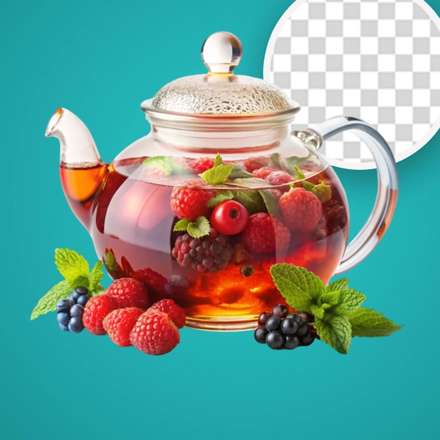 PSD smooth glass teapot with fruit tea