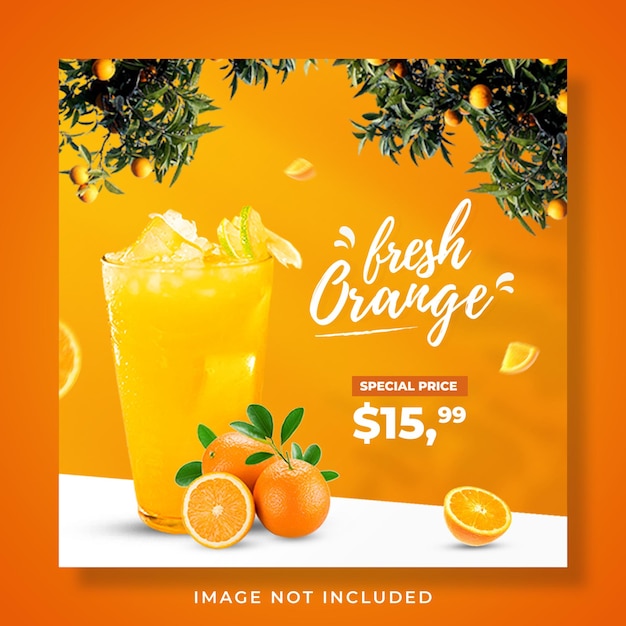 Smoothie fresh drink menu promotion social media instagram post banner template