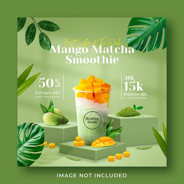 Smoothie healthy drink menu promotion social media instagram post banner template