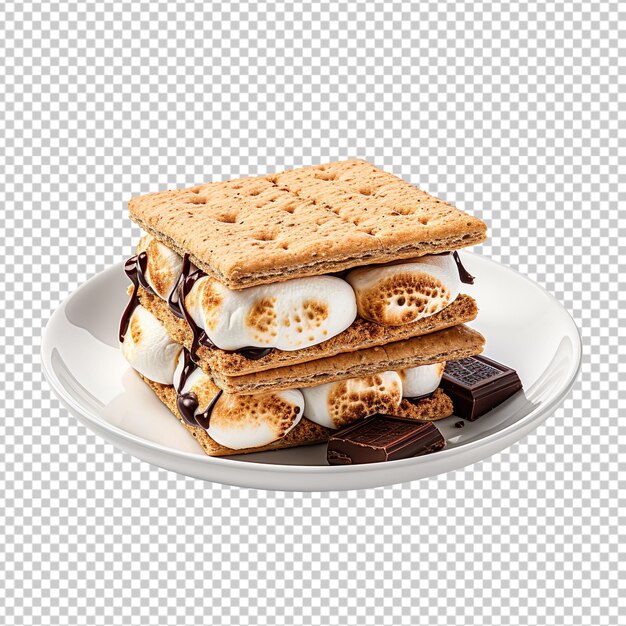 PSD smore on a plate isolated on transparent background