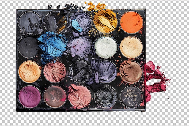 PSD smudged makeup palette on transparent background