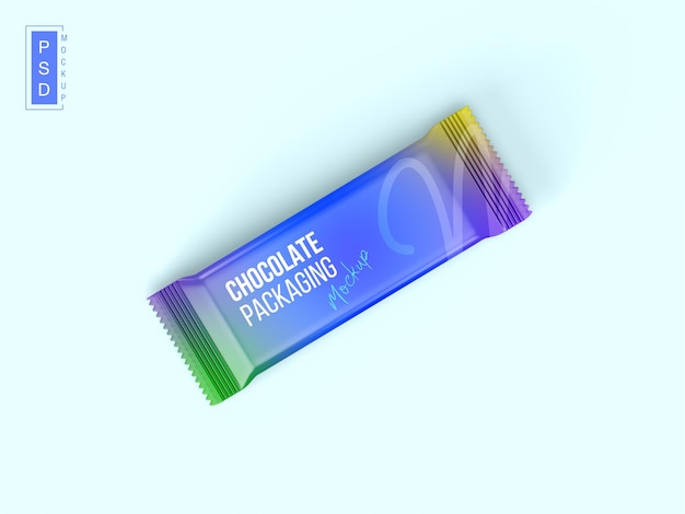 Snack bar Glossy foil editable product packaging mockup