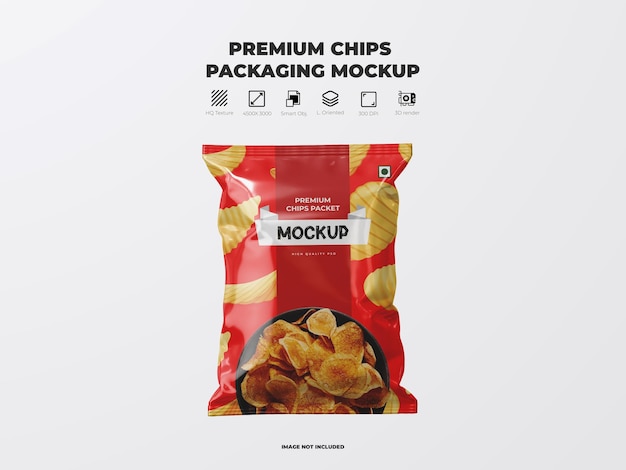 Snack or Chips Packaging Bag Design Glossy Package Mockup