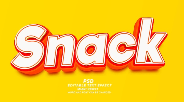 Snack foods 3d editable text effect PSD template smart object