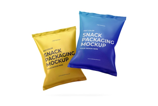 Snack packaging mockup design isolated