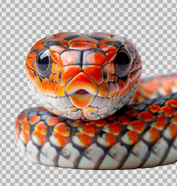 A snake with a red face on isolated transparent background