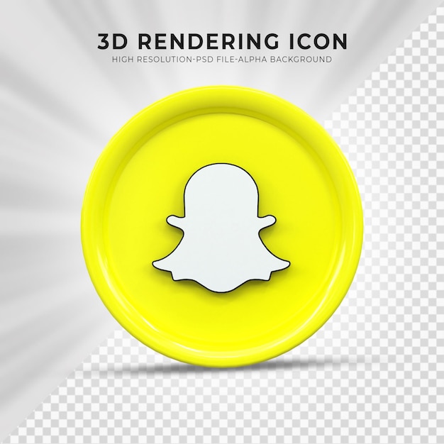 Snapchat 3d Social Media icon Colorful glossy 3d icon concept 3d rendering for composition