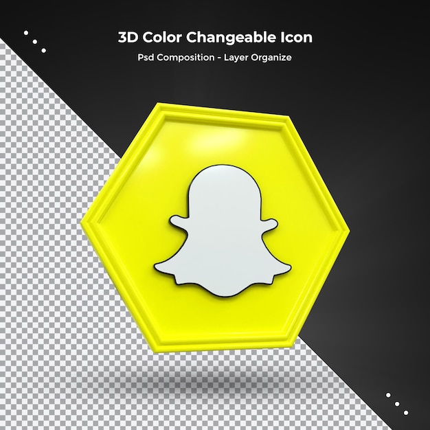 Snapchat 3d Social Media icon Colorful glossy 3d icon concept 3d rendering