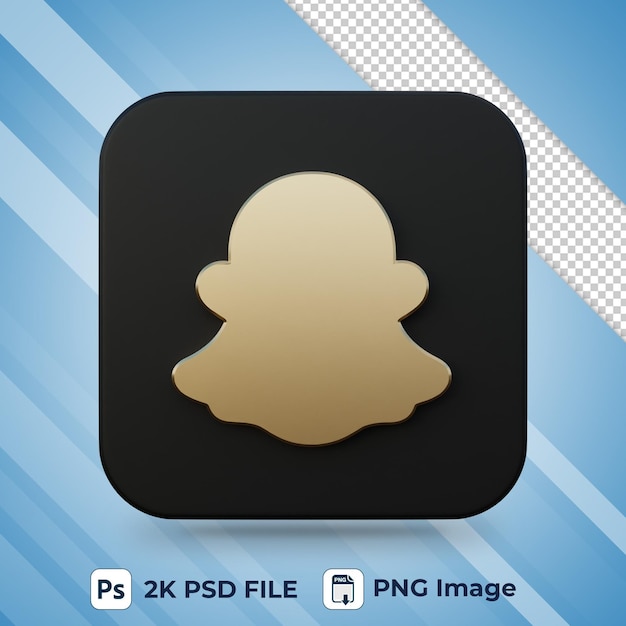 snapchat gold and black social media 3d icon for UI design