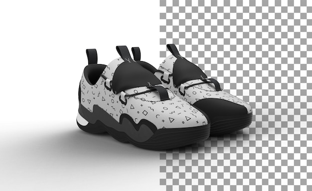 Sneakers angle view with shadow 3d render