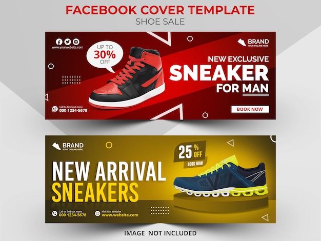 Sneakers shoes exclusive Facebook cover and web banner template