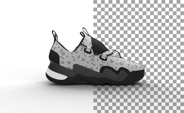 Sneakers side view with shadow 3d render