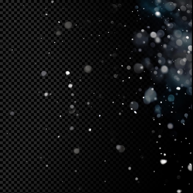 snow falling on transparent background