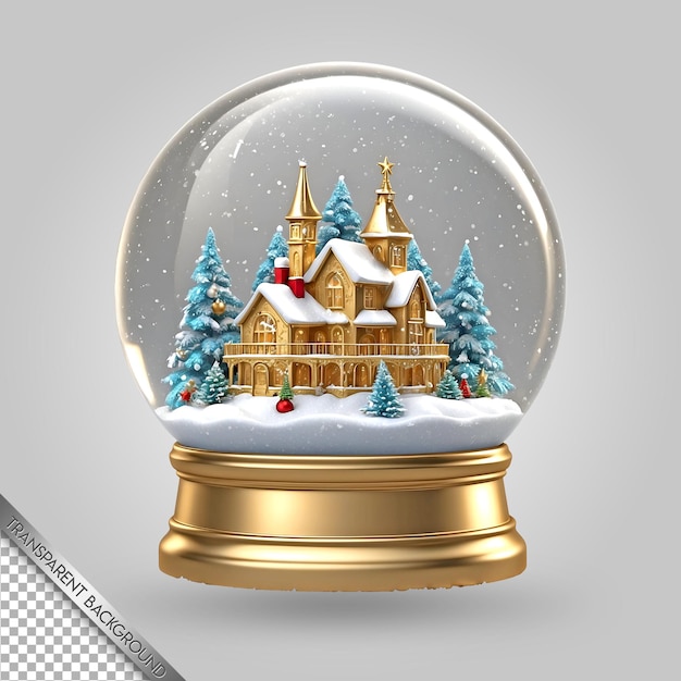 a snow globe with a house in the background