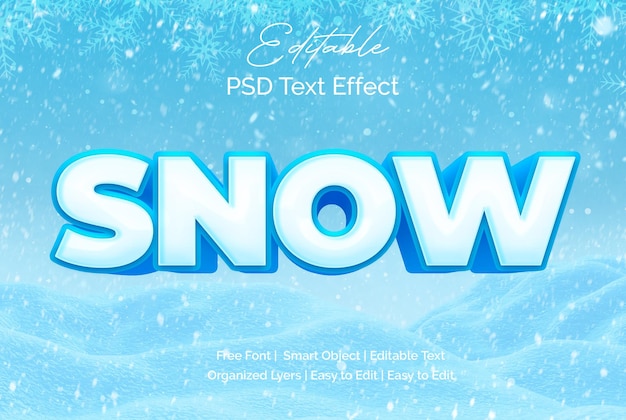 Snow Text Effect PSD Fully Editable Template