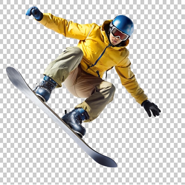 snowboarder stunt on transparent background