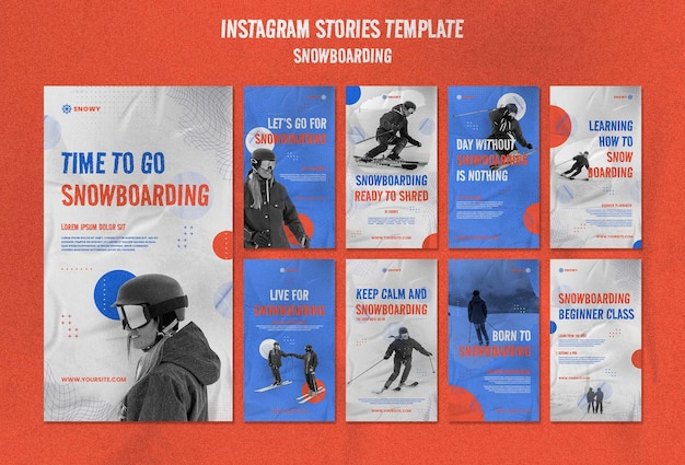 PSD snowboarding instagram stories design template