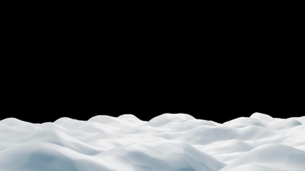 PSD snowdrift on black background 3d render