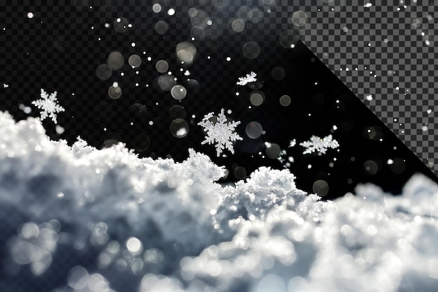 a snowflake is in the air in front of a black background