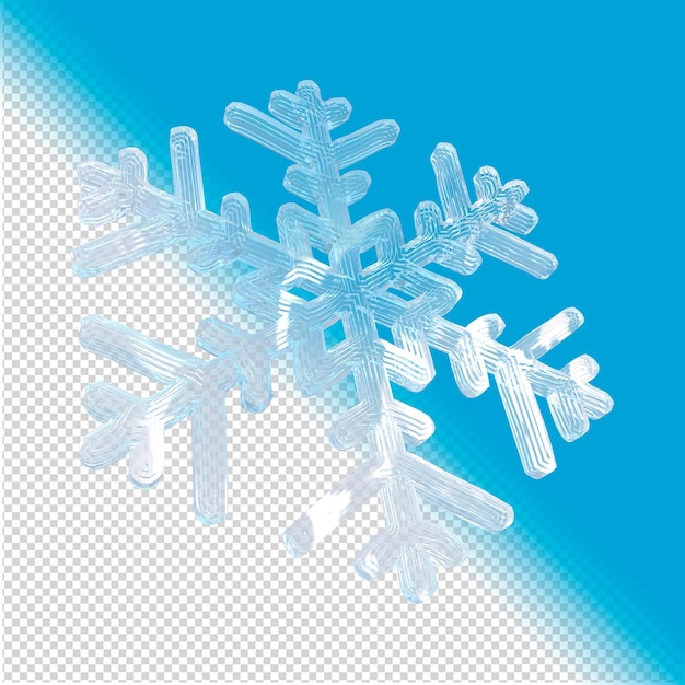 Snowflake made of ice 3d rendering isolated