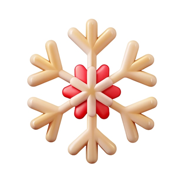 a snowflake that has a red flower on it