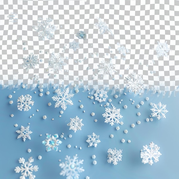 snowflakes are falling on a blue background