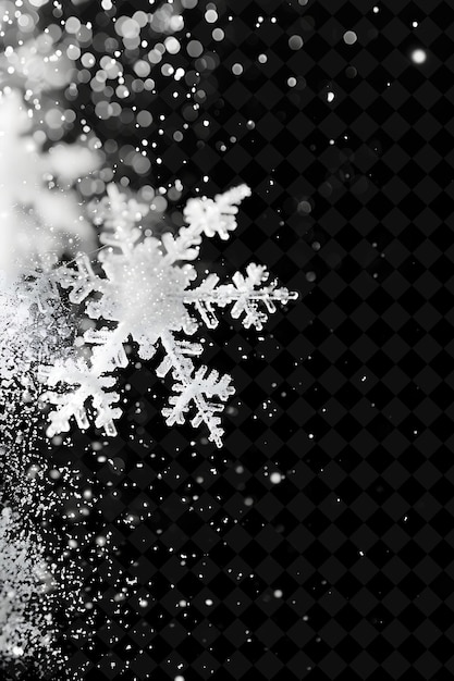 PSD snowflakes are seen on a black background