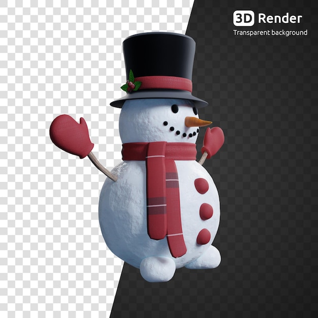 Snowman 3d render isolated