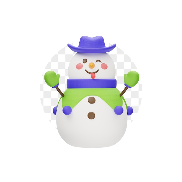 Snowman Cowboy Hat 3D Icon