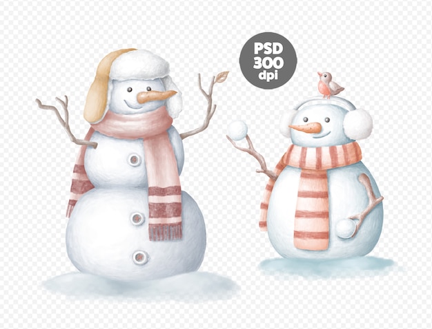 Snowman hand drawn digital illustrations