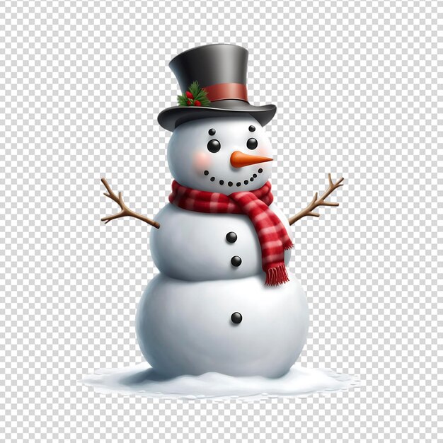 PSD snowman isolated on transparent background