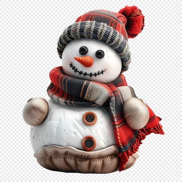 Snowman on isolated transparent background