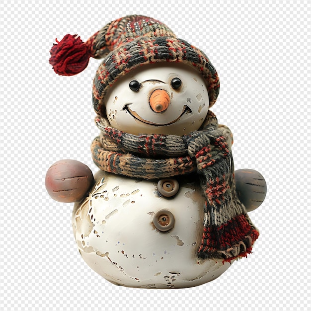 Snowman on isolated transparent background