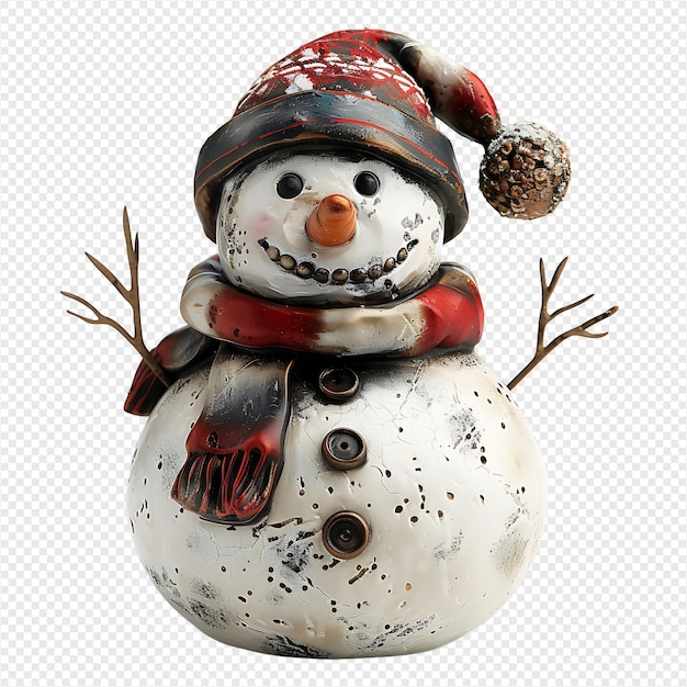 Snowman on isolated transparent background