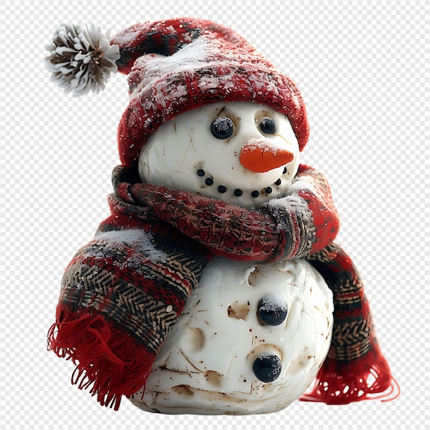 Snowman on isolated transparent background