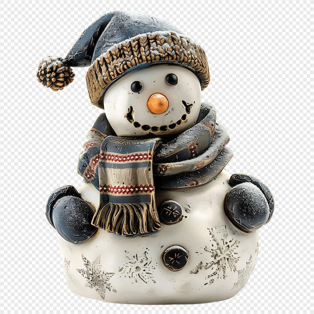 Snowman on isolated transparent background