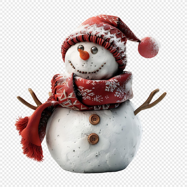 Snowman on isolated transparent background