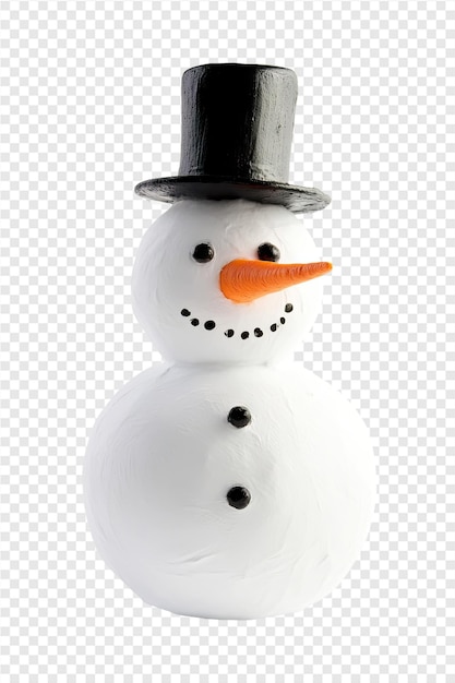 a snowman with a black hat and a black top hat