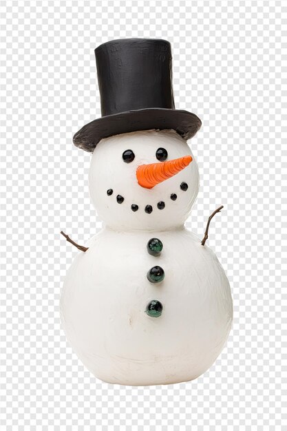 PSD a snowman with a black top hat and a black top