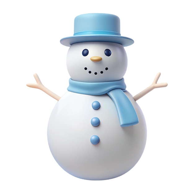 PSD a snowman with a blue hat and a blue scarf