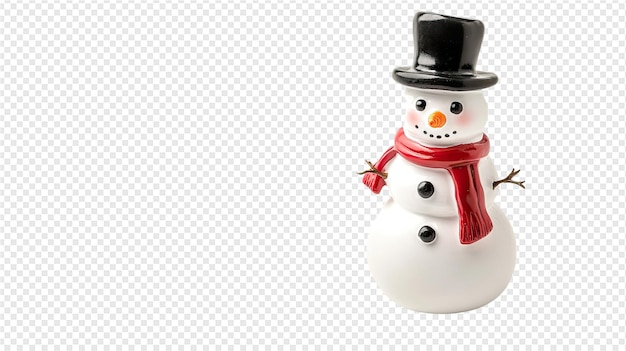 PSD a snowman with a red ribbon around his neck