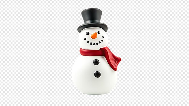 PSD a snowman with a red ribbon around its neck