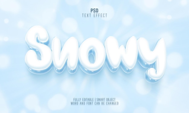 Snowy 3d and bright editable psd text effect style