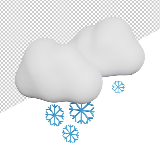 Snowy Cold Weather Day side view 3d rendering icon illustration on transparent background