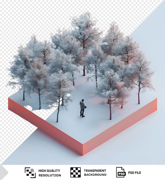 PSD snowy forest isometric 3d model