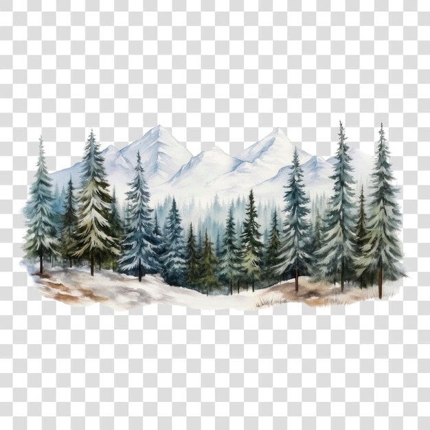 PSD snowy mountain forest landscape