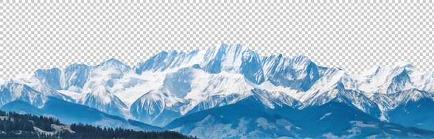 Snowy mountain peaks on a transparent background